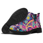 Bohemian Paisley Pattern Print Flat Ankle Boots
