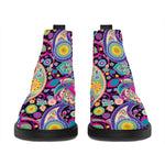 Bohemian Paisley Pattern Print Flat Ankle Boots