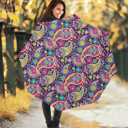 Bohemian Paisley Pattern Print Foldable Umbrella