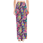 Bohemian Paisley Pattern Print High Slit Maxi Skirt