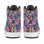 Bohemian Paisley Pattern Print High Top Leather Sneakers