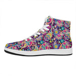 Bohemian Paisley Pattern Print High Top Leather Sneakers