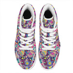 Bohemian Paisley Pattern Print High Top Leather Sneakers