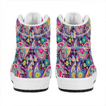 Bohemian Paisley Pattern Print High Top Leather Sneakers