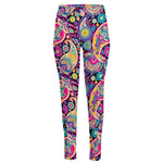 Bohemian Paisley Pattern Print High-Waisted Pocket Leggings