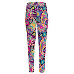 Bohemian Paisley Pattern Print High-Waisted Pocket Leggings