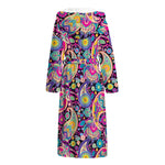 Bohemian Paisley Pattern Print Hooded Bathrobe