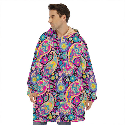Bohemian Paisley Pattern Print Hoodie Blanket