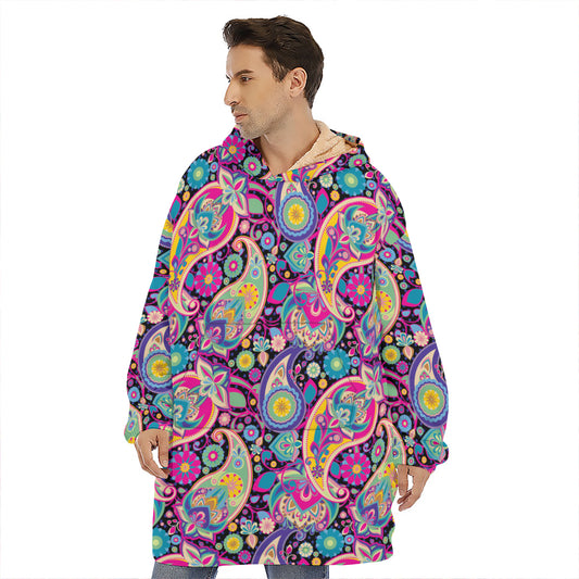 Bohemian Paisley Pattern Print Hoodie Blanket