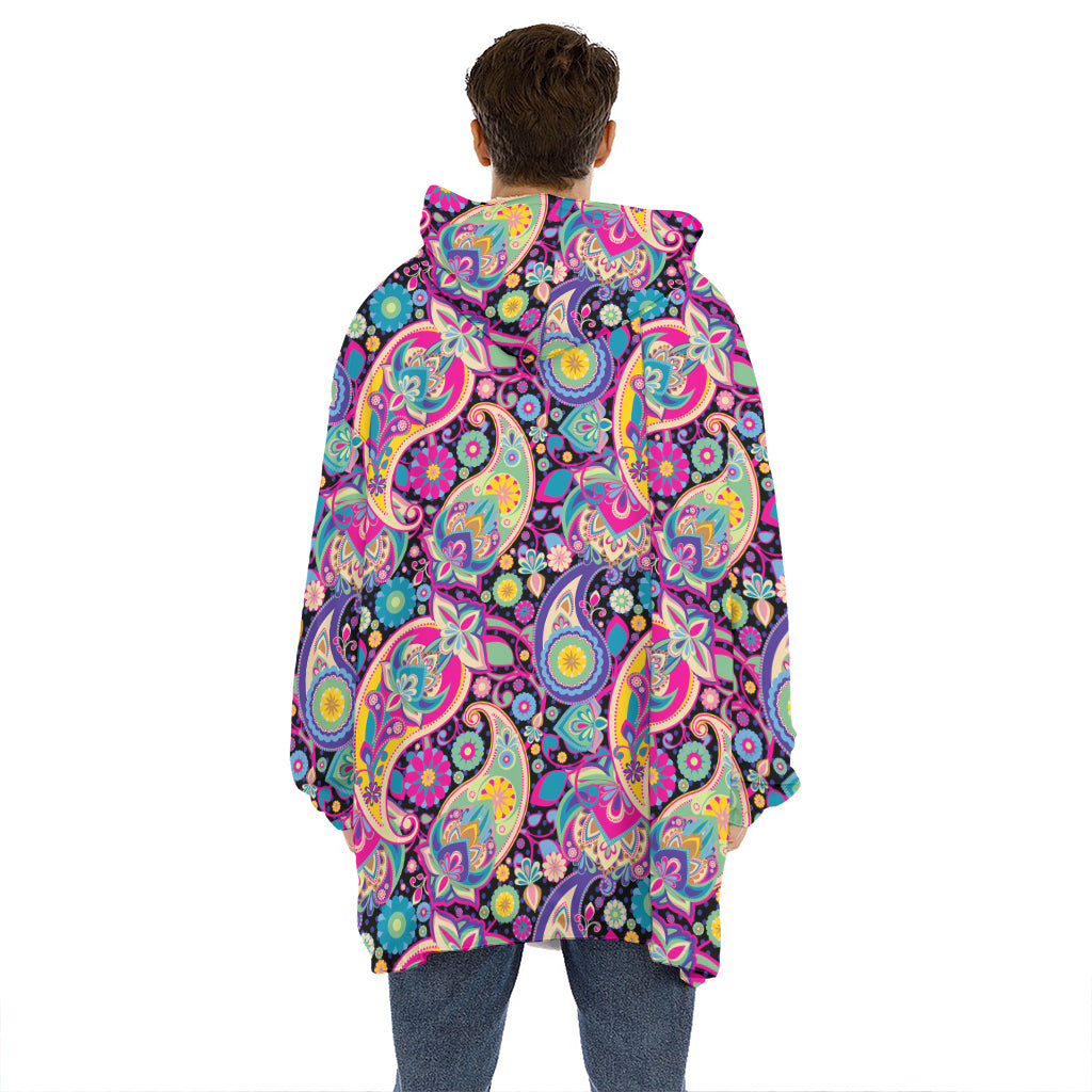 Bohemian Paisley Pattern Print Hoodie Blanket