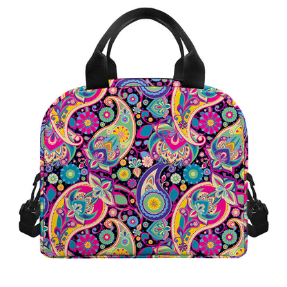 Bohemian Paisley Pattern Print Insulated Lunch Bag