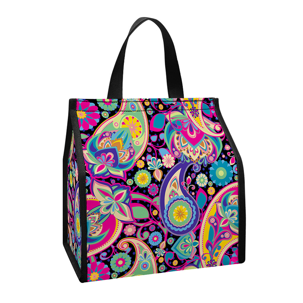 Bohemian Paisley Pattern Print Insulated Lunch Tote
