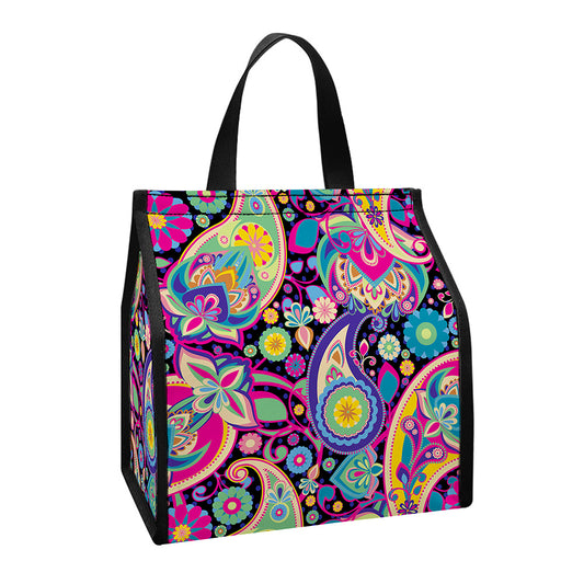 Bohemian Paisley Pattern Print Insulated Lunch Tote