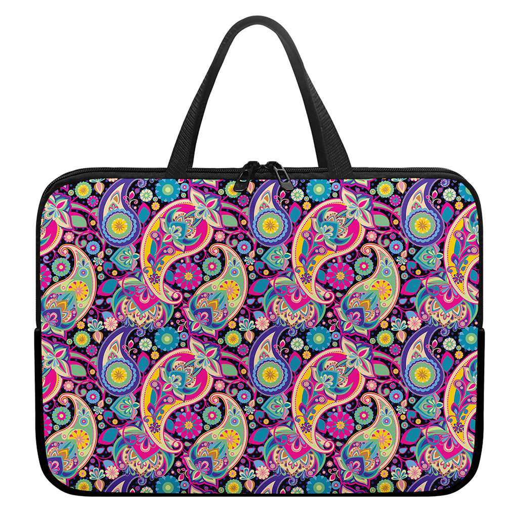 Bohemian Paisley Pattern Print Laptop Sleeve With Handle