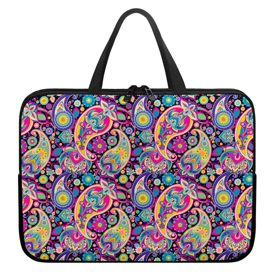 Bohemian Paisley Pattern Print Laptop Sleeve With Handle