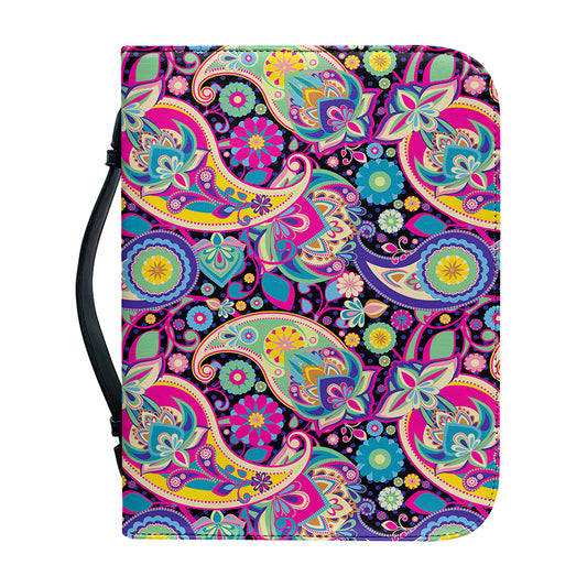Bohemian Paisley Pattern Print Leather Bible Cover