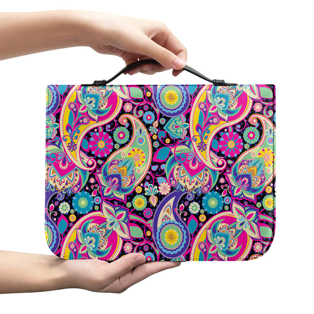 Bohemian Paisley Pattern Print Leather Bible Cover