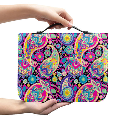Bohemian Paisley Pattern Print Leather Bible Cover