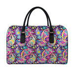Bohemian Paisley Pattern Print Leather Duffle Bag