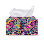 Bohemian Paisley Pattern Print Leather Tissue Box Cover