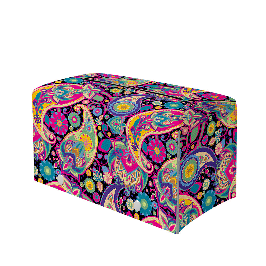 Bohemian Paisley Pattern Print Leather Tissue Box Cover