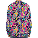 Bohemian Paisley Pattern Print Long Sleeve Baseball Jersey