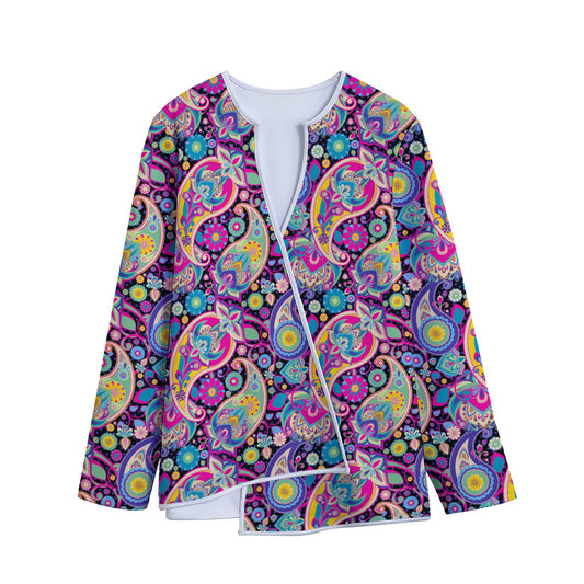 Bohemian Paisley Pattern Print Long Sleeve Short Coat