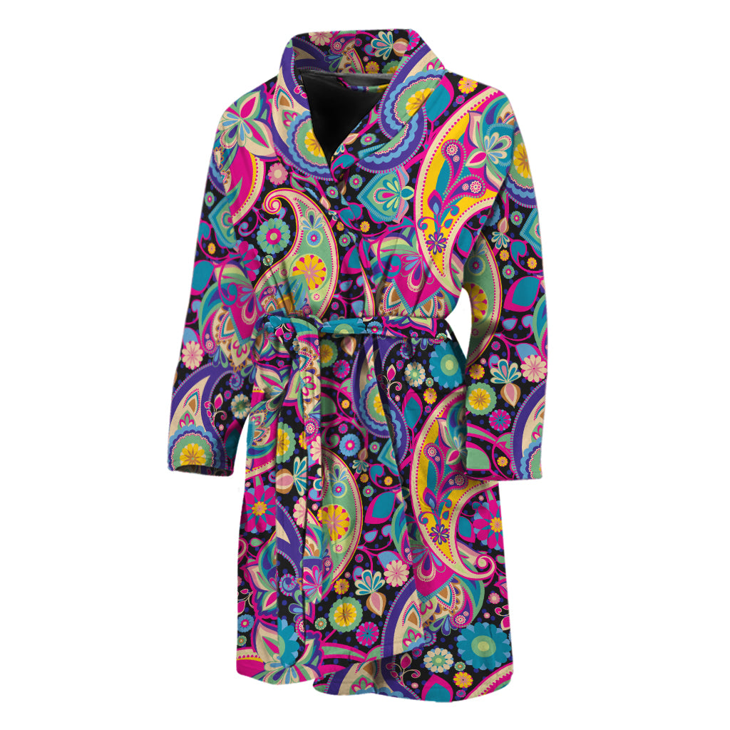 Bohemian Paisley Pattern Print Men's Bathrobe