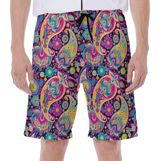 Bohemian Paisley Pattern Print Men's Beach Shorts