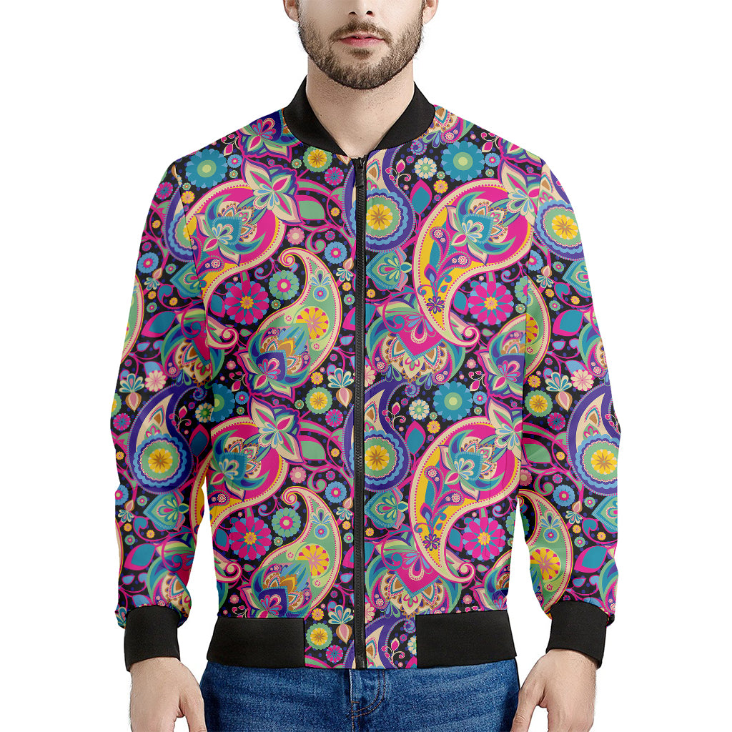 Bohemian Paisley Pattern Print Men's Bomber Jacket