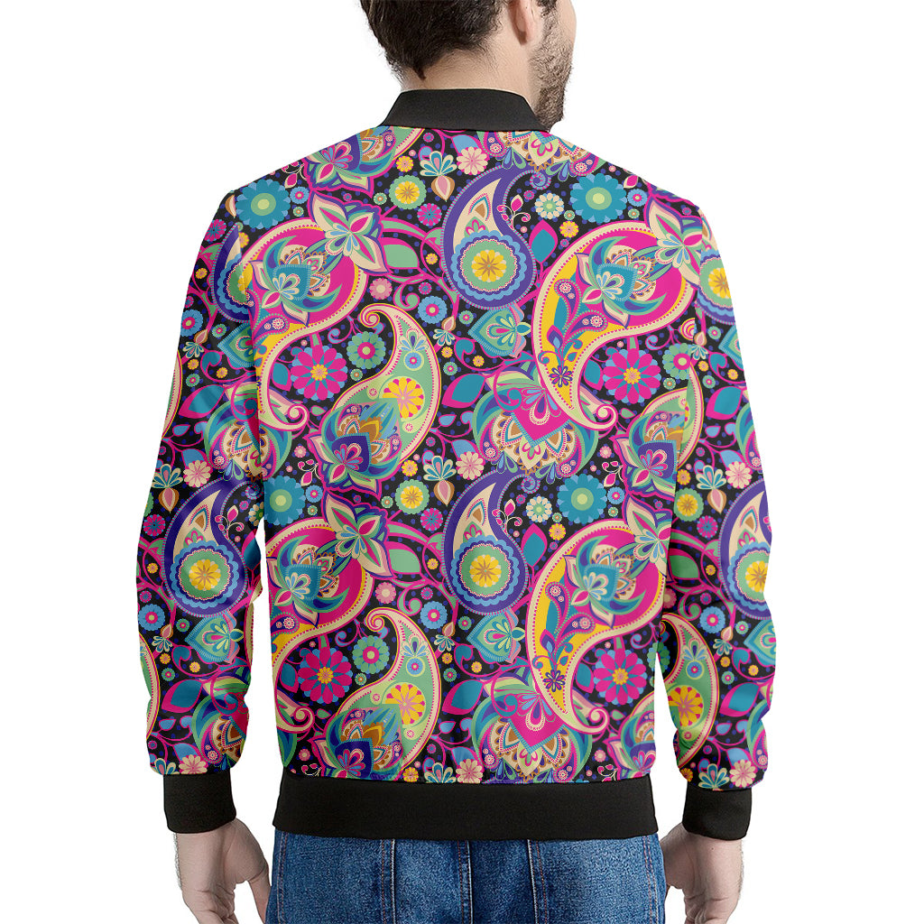 Bohemian Paisley Pattern Print Men's Bomber Jacket