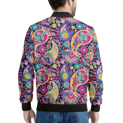 Bohemian Paisley Pattern Print Men's Bomber Jacket