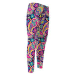 Bohemian Paisley Pattern Print Men's Compression Pants