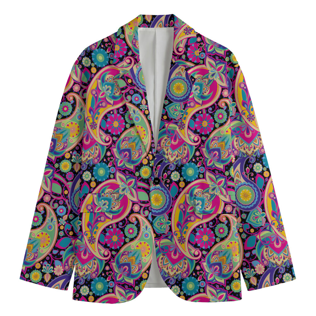 Bohemian Paisley Pattern Print Men's Cotton Blazer