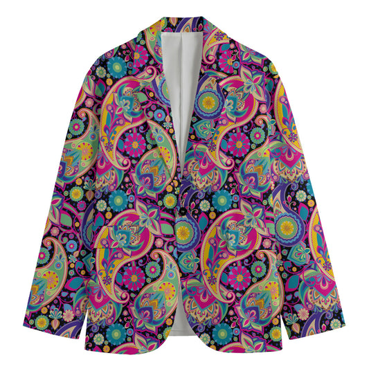 Bohemian Paisley Pattern Print Men's Cotton Blazer