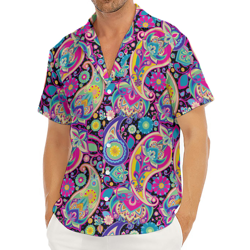 Bohemian Paisley Pattern Print Men's Deep V-Neck Shirt