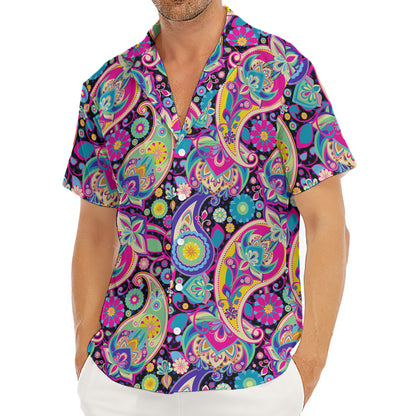 Bohemian Paisley Pattern Print Men's Deep V-Neck Shirt