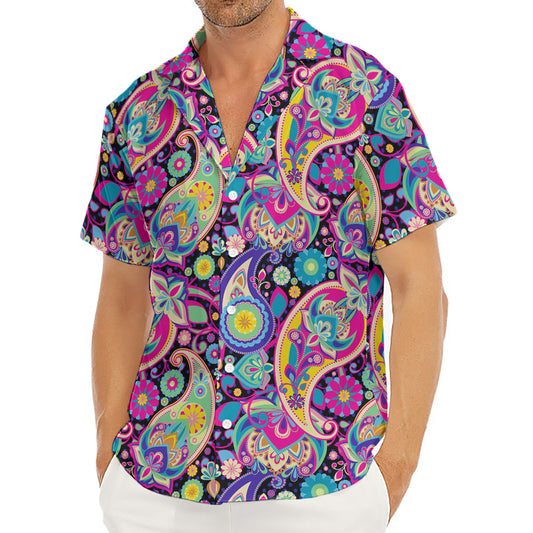 Bohemian Paisley Pattern Print Men's Deep V-Neck Shirt