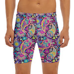 Bohemian Paisley Pattern Print Men's Long Boxer Briefs