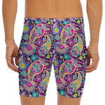 Bohemian Paisley Pattern Print Men's Long Boxer Briefs