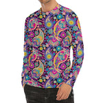 Bohemian Paisley Pattern Print Men's Long Sleeve Rash Guard