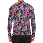 Bohemian Paisley Pattern Print Men's Long Sleeve Rash Guard
