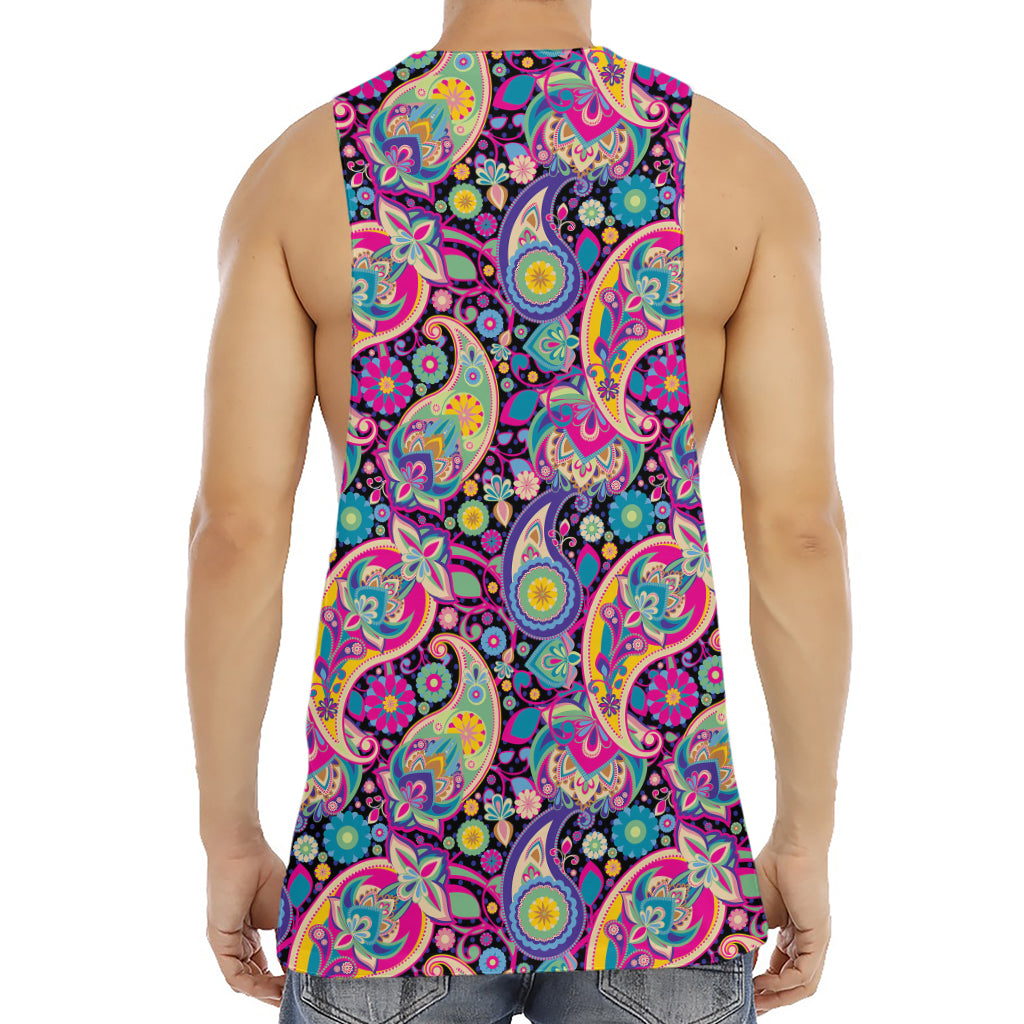 Bohemian Paisley Pattern Print Men's Muscle Tank Top
