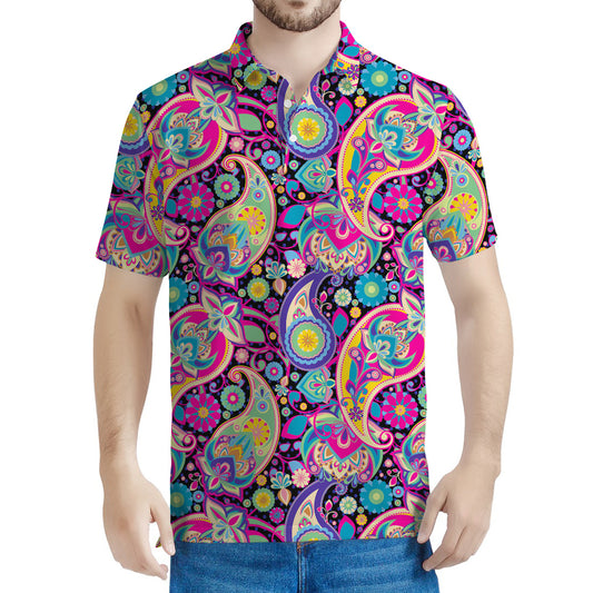 Bohemian Paisley Pattern Print Men's Polo Shirt