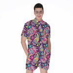 Bohemian Paisley Pattern Print Men's Rompers