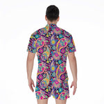 Bohemian Paisley Pattern Print Men's Rompers