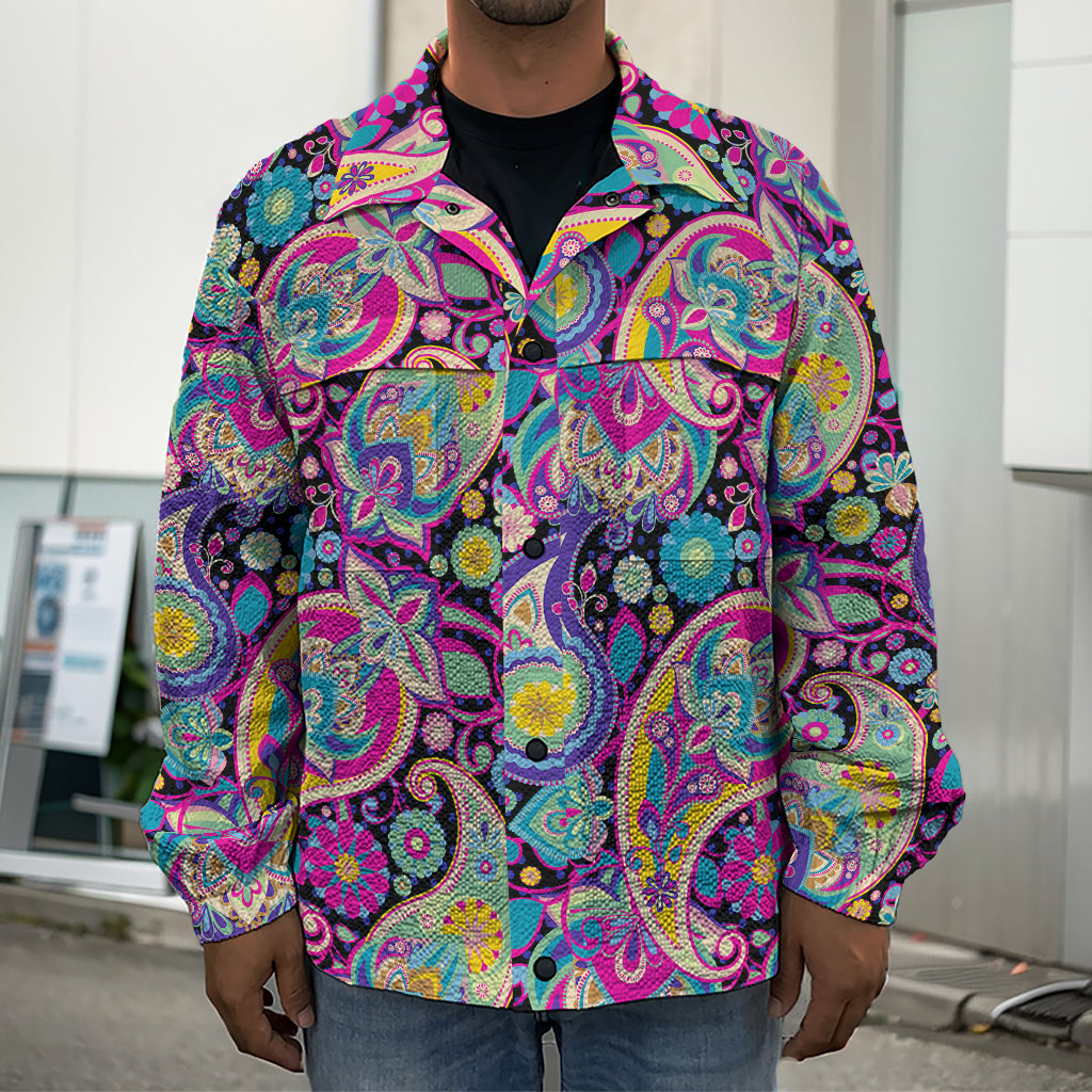 Bohemian Paisley Pattern Print Men's Shirt Jacket