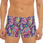 Bohemian Paisley Pattern Print Men's Short Boxer Briefs
