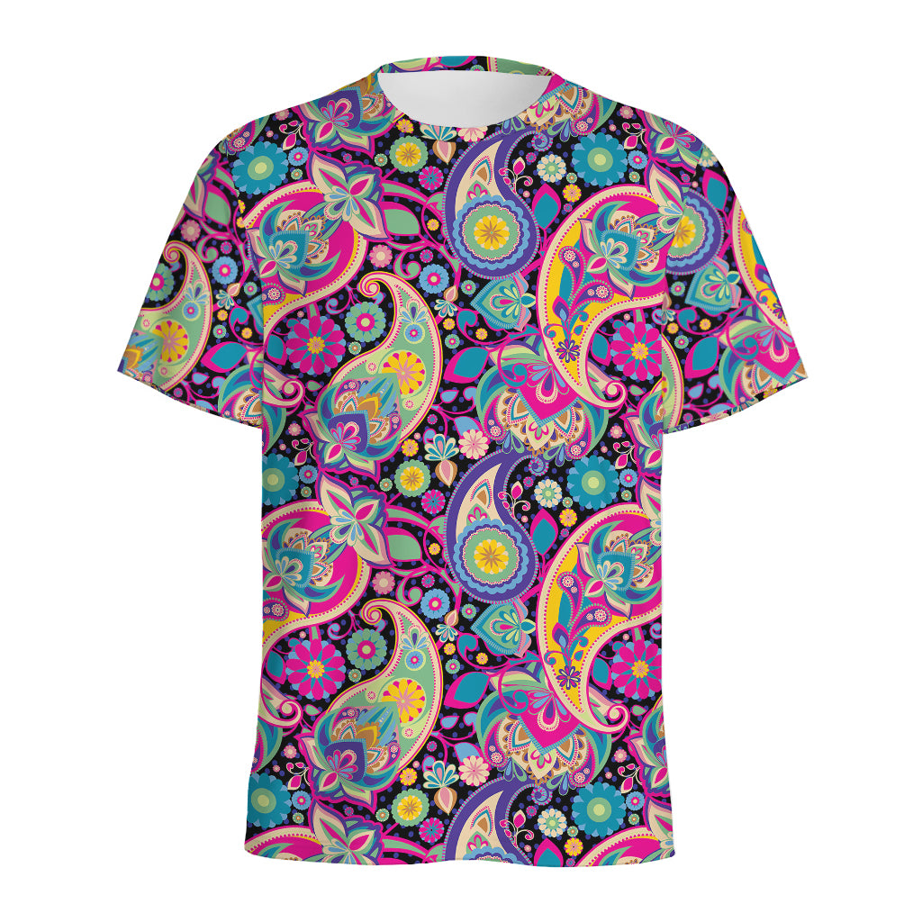 Bohemian Paisley Pattern Print Men's Sports T-Shirt