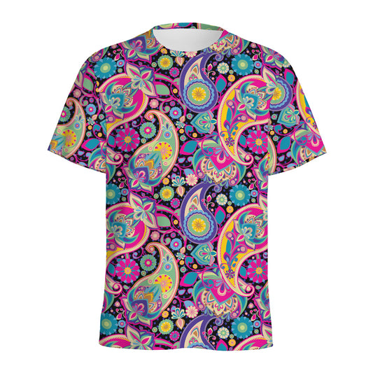 Bohemian Paisley Pattern Print Men's Sports T-Shirt